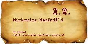 Mirkovics Manfréd névjegykártya
